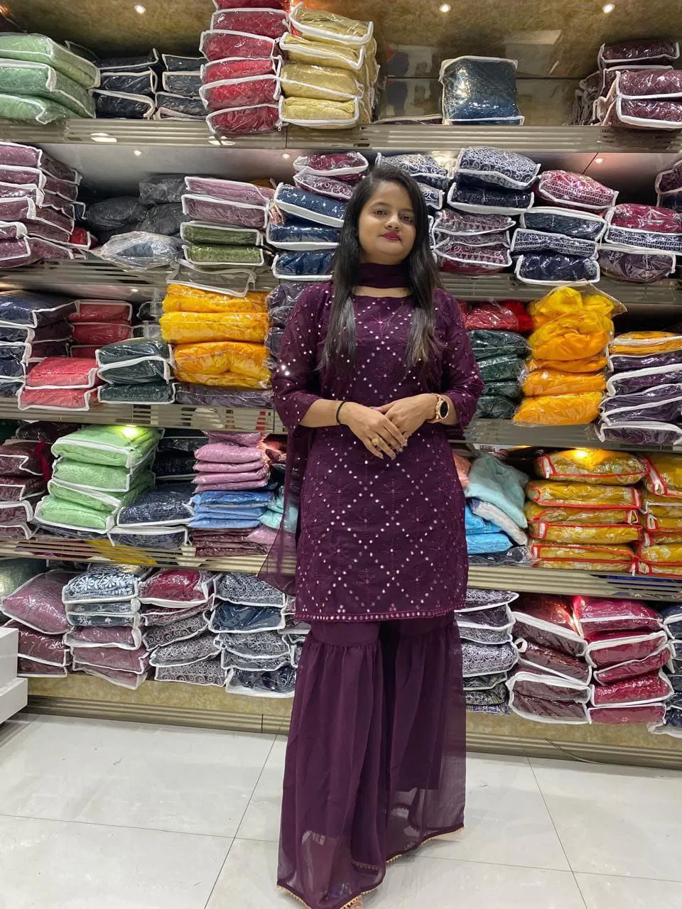 Shamal Georgette Desginer Kurti With Bottom Dupatta Exporters In India